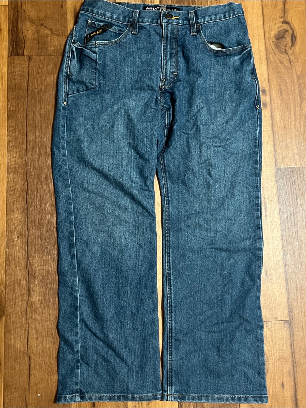 Ariat Rebar M4 Relaxed Boot Cut Jeans Mens 32x30 Medium Wash Blue Denim Workwear